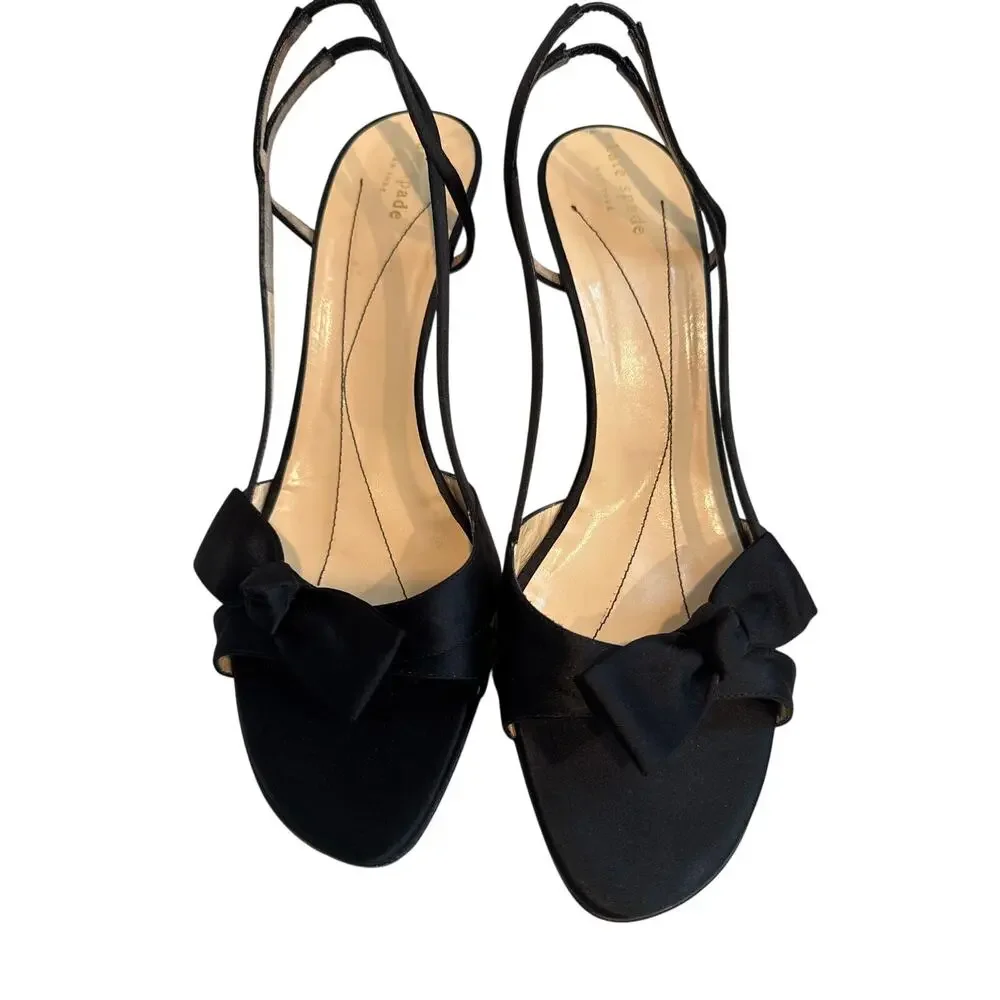 Kate Spade Lover Sandals in Black Satin, 11